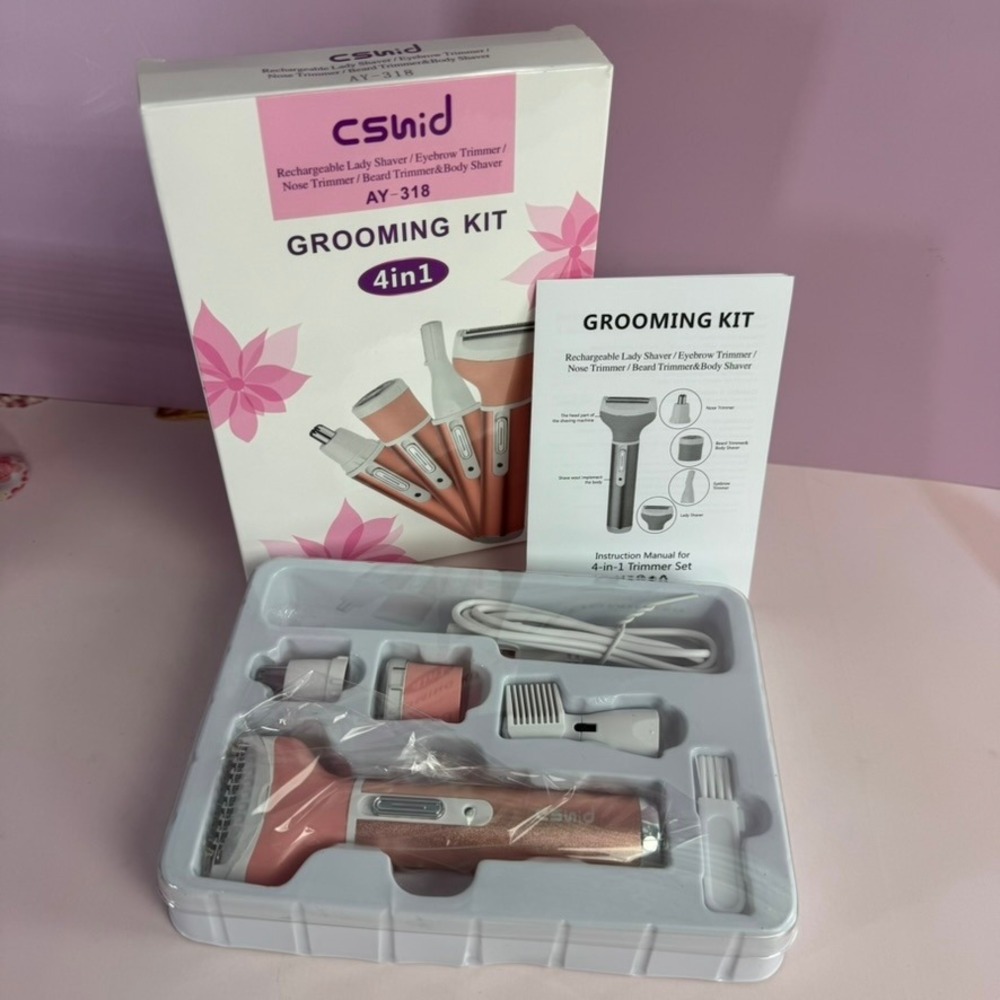 CSNID 4-in1 Rechargeable Grooming Kit Lady Shaver Eyebrow Nose Beard Trimmer NIB